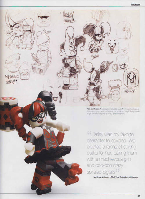 ginzbot:Concept art and models of Harley Quinn from the LEGO Batman “The Making of the Movie” Book!