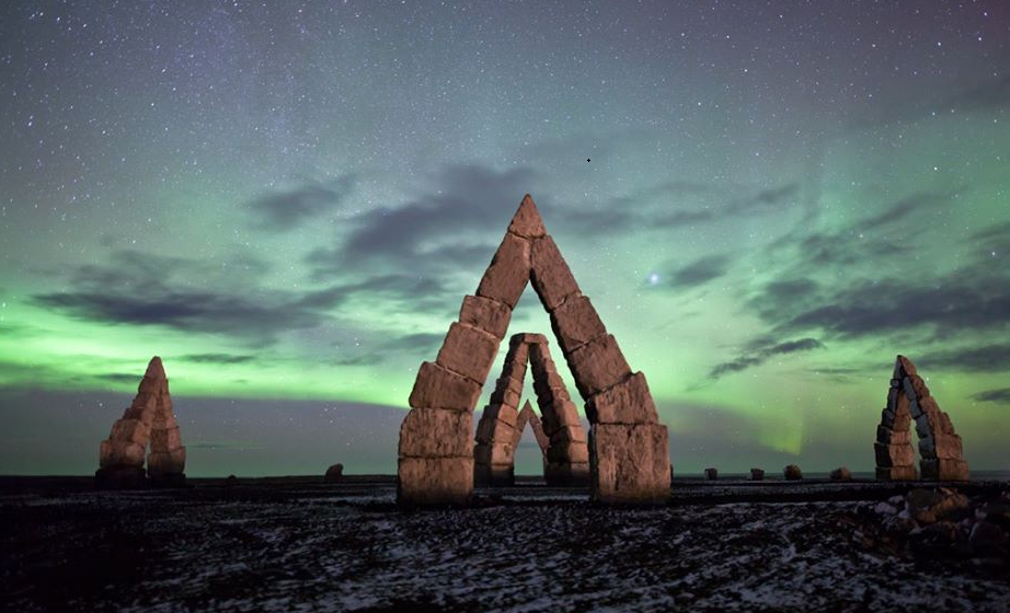 Neo-Pagan/Heathen Arctic Henge (Heimskautsgerð) in Raufarhöfn, one of the most northern Icelandic villages, where the Arctic Circle is just off the nearby coast. “Similar to its ancient predecessor, Stonehenge, the Arctic Henge is like a huge...