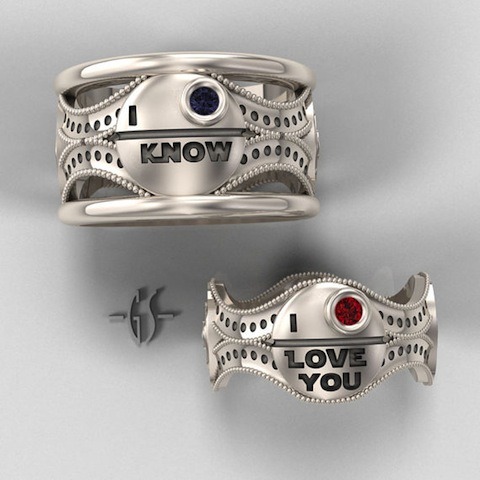 nikidraven:  misterpornographic:  dahbahtman:  Geek Engagement Rings Pt.3 Pokemon Harry Potter Jake (Adventure Time) Lego  Batman Xbox 360 Controller Han Solo and Leia quote (Star Wars)  I WANT THE HAN SOLO AND LEIA ONES  I need the pokemon one <3