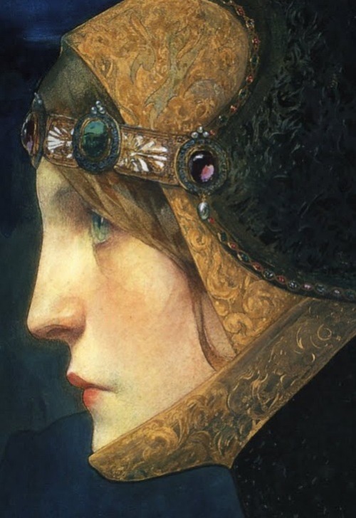 artemisdreaming: Head of a Lady in Medieval Costume, 1900Pencil and watercolor Lucien Victor Guirand