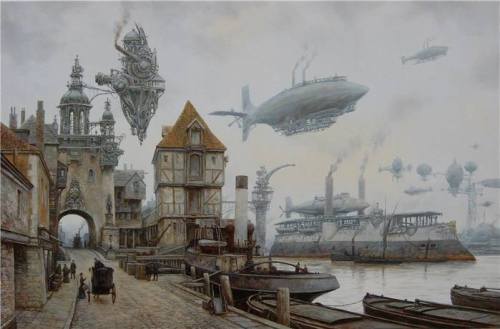 knightofleo:    Vadim Voitekhovitch | Oil on Canvassteel moonold harborleviathanheavenly guardianstolen skychasing timetidethe last stagecoachcurfew  arrival   