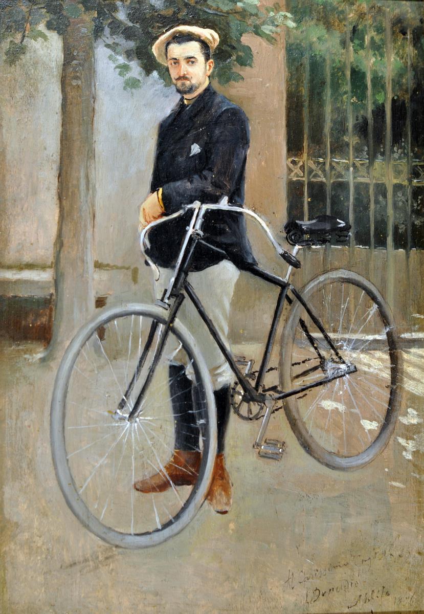 huariqueje: Man with a bicycle    -     Donadio Giovanni Italian, 1875 -  ?