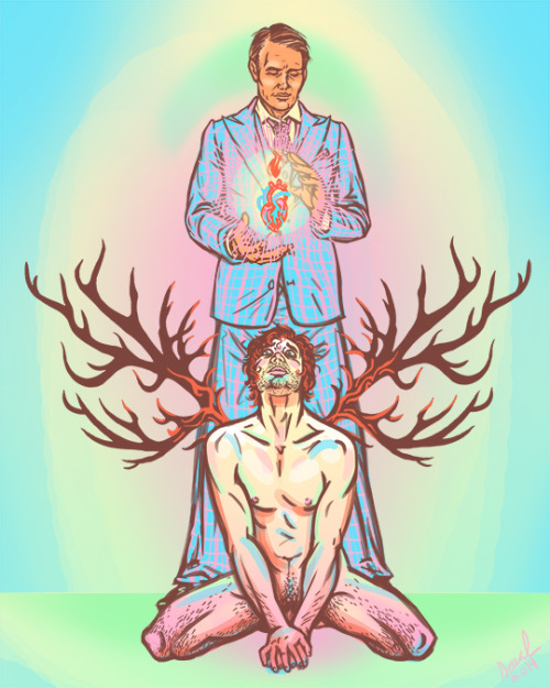 pangaeastarseed:  pangaeastarseed:  I’m sure there’s a narrative in here somewhere. Damn, these were fun to draw…  reglogging my first piece of Hannigram art for Hannigram Day! 
