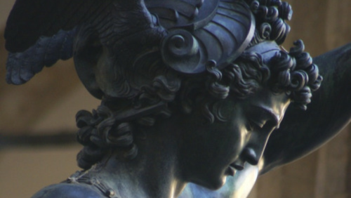 detailedart:1. Mercury by Benvenuto Cellini (1500-1571). | 2. Perseus holding the head of Medusa. | 