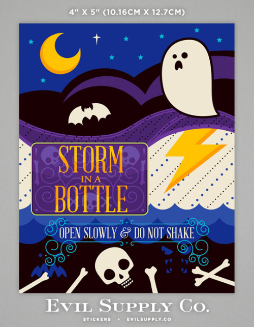 Storm in a Bottle potion label ($4.00)Storms are useful for watering crops, destroying heroes, and e