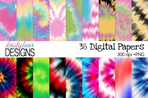 Tie Dye Digital Paper - Tie Dye Pattern by KirstyBear DesignsSize 12x12 300 dpiQuantity: 38