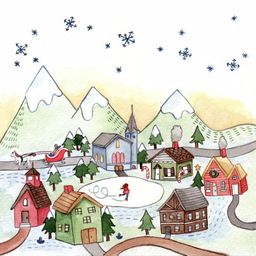 Drawin&rsquo; happy winter scenes today. 