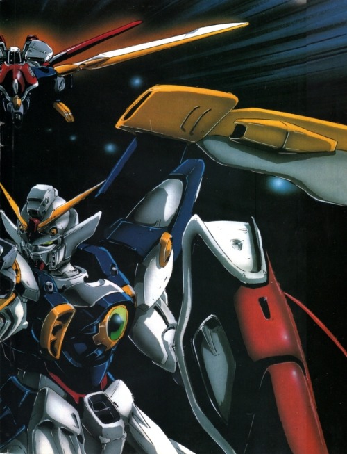 animarchive:    Newtype (07/1995) - Mobile Suit Gundam Wing - illustration by Hirotoshi Sano.