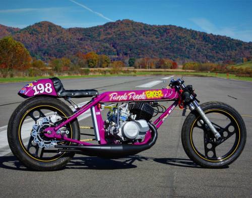 Purple People Eater: ‘74 Kawasaki H1 Mach III 500cc triple two-stroke land speed racer by Steve “Bre