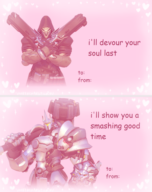 ubercharge:overwatch valentine’s day cards. getting them done early because i’m a go-getter. send th