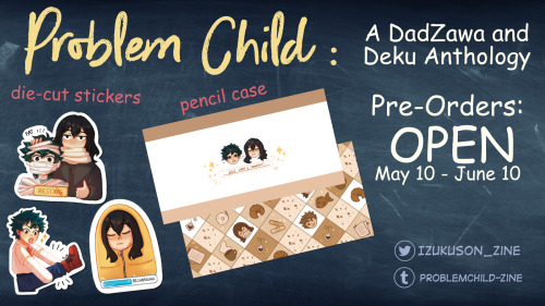 I did some stickers and designed a pencil case for @problemchild-zine!Preorders are open so go and s