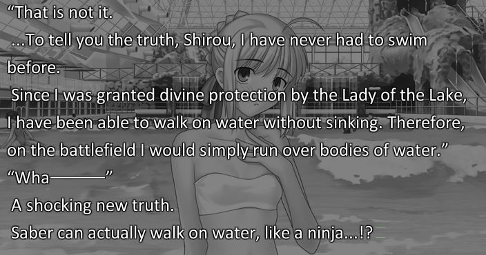 Anime & JRPG Fan — Saber…Saber can just walk on water?