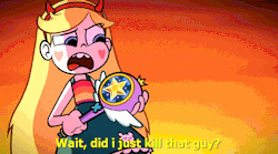 bluedragonkaiser:tlrledbetter:grimphantom:lol surprise they even use the word “kill” and thank God they didn’t say “i’m ok”  Between this and Gravity Falls, Disney’s censors are being surprisingly lenient.  Star looked pretty worried about