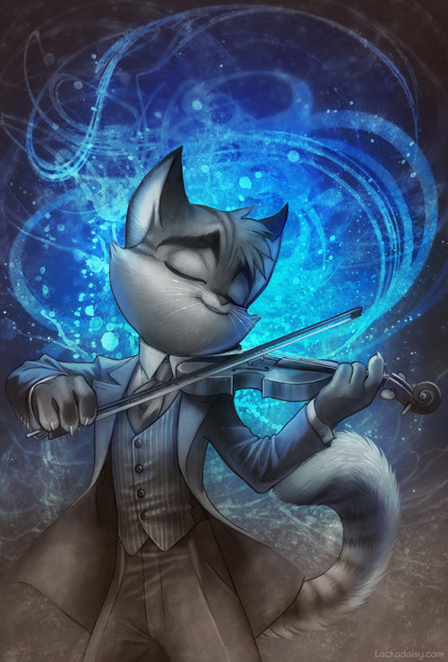 lackadaisycats:Something I shared with Patrons a little while back - art done for a young violinist.