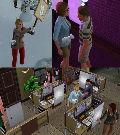 simsgonewrong:My daughter staged a protest at university and I noticed Sophie Mander had a puppy attached to her hip.  I