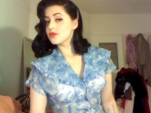 whatkatiedidlingerie:  sellmysoulforrocknroll:  I got GIVEN this authentic 1940’s chiffron tea dress today and I wore my What Katie Did 40’s bra (I’ve never worn it before because all of my clothes are modern and such an authentic style bra doesn’t