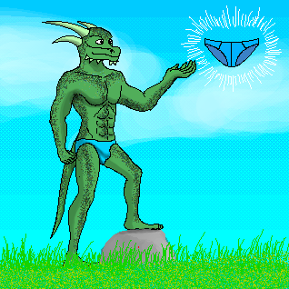 Just wanted to draw an argonian finding some underwear.  I bet it gives good armor
