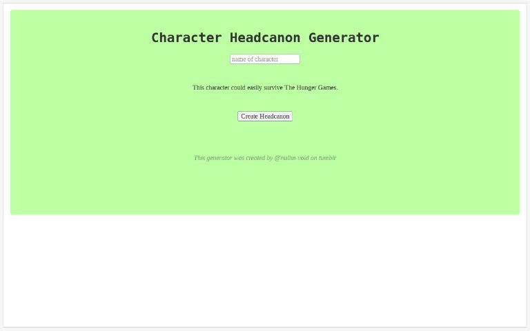 Character Headcanon Generator