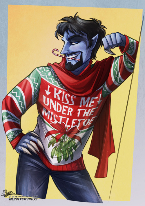 quartervirus:
Ugly Christmas Sweaters: Under the Mistletoe
As I will be gone for the next two weeks, here are some festive pictures to tide you over this holiday season!
Jaris continues to spread his insatiable appetite throughout my headspace when I’m not looking. And in classic!mode no less. #sakart#christmas #ugly christmas sweater #aion#asmodian#asmodae#jaris#mistletoe#innuendo#playboy #the manwhore of gorgos