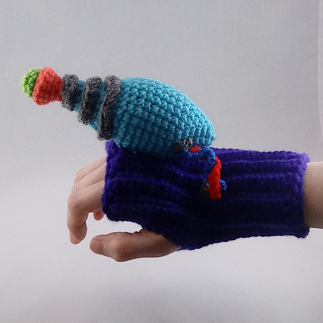 Colorful and Fun Knit and Crochet Ray Gun Mitts Designed By Kristen Lewis: 👉 