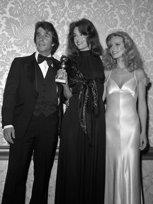 Henry Winkler, Jane Fonda (with her Best Actress-Drama Globe for Julia), Cheryl Ladd / The 35th Gold