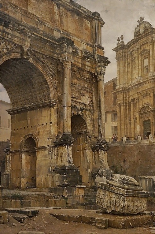 templeofapelles:The Arch of Septimius Severus, Rome, 1900. Luigi Bazzani (1838-1927)