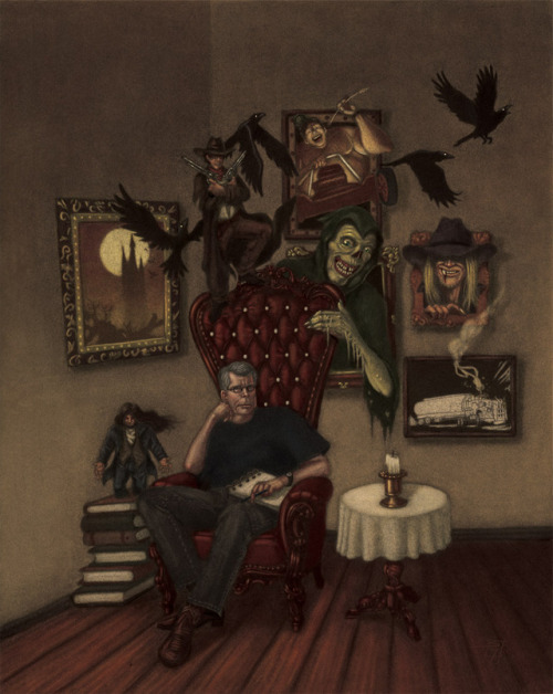 Sebastian Gomez’s progression on the Stephen King portrait for IDW: PDX’s inaugural art-mag, FULL BL