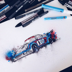 amazingcars:  Finished the 1974 #porsche #rsr #turbo #carrera #artwork today! #porscheturbo #martini #martiniporsche #martiniclub #porschecult #porsche911 #porscheracing #martiniracing #drawing #artist #art #stanceworks #lowlygentlemen @stanceworks by