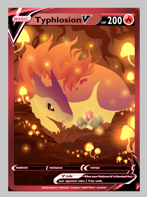 WIP of a Typhlosion Pokemon TCG card