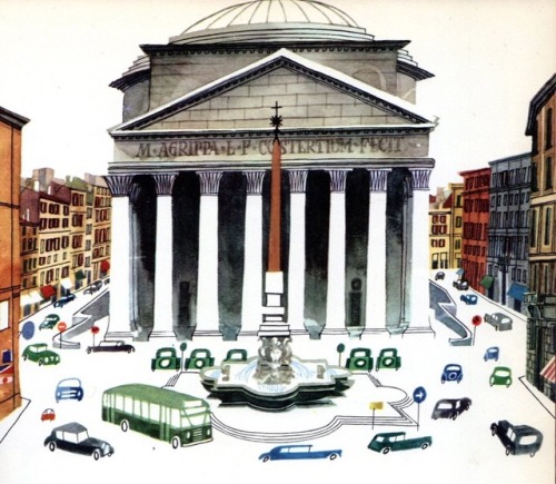 talesfromweirdland:Images from M. Šašek’s This Is Rome (1960). We see the Pantheon, the Colosseum, 