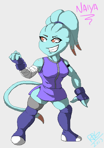 I dun know wtf I&rsquo;m doing at all.  Here is my alien wrestler oc Naiya.