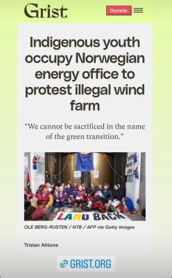 girlzero:thenuclearmallard:The Sámi are being arrested for protesting.  If you want to help, the organization Natur & Ungdom are gathering donations for the protestors! Donations go towards handling fines, legal aid, food, and equipment. The protests