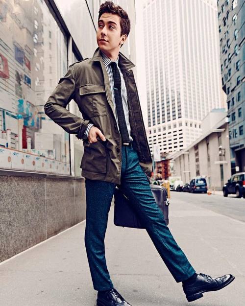 mens-outfits: menstylica: gq: What To Wear Today: An army jacket over sharp business classics. ( And