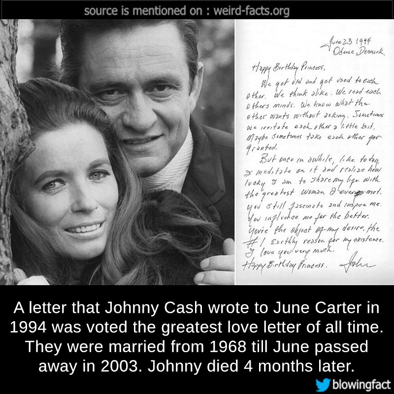mindblowingfactz:    A letter that Johnny Cash wrote to June Carter in 1994 was voted