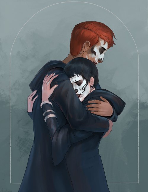 suchbluesky:momtaku:For @ghostmartyr , who said and I quote, “I just want them to hug.” Art by the l