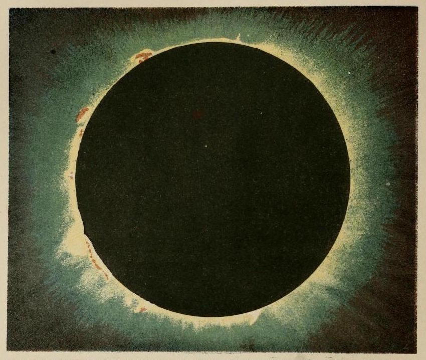 humanoidhistory:Total eclipse of the Sun, July 1860, illustrated by astronomer Warren