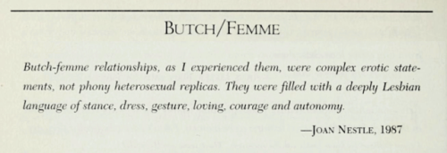 joan nestle on butch/femme dynamics in the lesbian almanac compiled by the national museum & arc