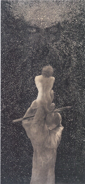 2headedsnake: Klemens Brosch First draft of the artist’s Exlibris, 1916.