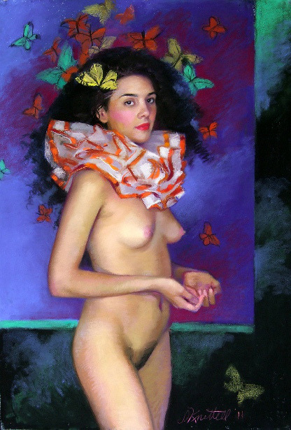 artbeautypaintings:  Vanessa in the butterflies - Sharon Knettel