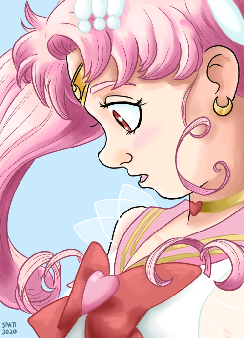 spatterat: First Piece of 2020! I saw a lovely screen shot of Chibi Moon, and i just had to paint it