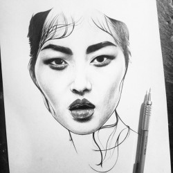 amusingabe:  Stone roses throwback _ Try creating more solid black tones by layering finer pencil shading F/2H’s over moderately shaded 7/8B’s Avoid the glare looking like it does over there ☝ _ #liuwen #drawing #sketching #beauty #illustration