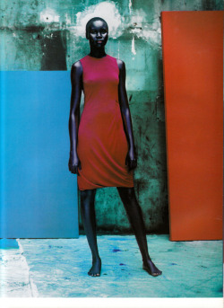 orwell:  “champ de couleur”, alek wek photographed by jean-baptiste mondino for vogue paris, december 1997