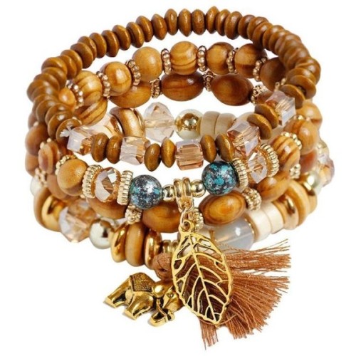 Susenstone 1 Set Stretch Acrylic Beaded Bohemian Lady Bracelet Bangle ❤ liked on Polyvore (see more 