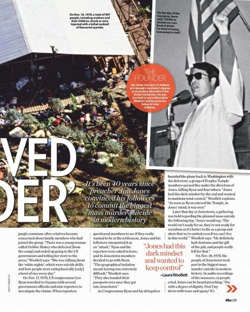 heavenlydeceptor: Jonestown article in Who Magazine - November 19, 2018
