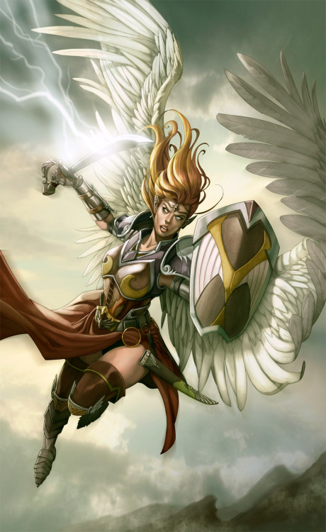 scifi-fantasy-horror:angel warrior by kikicianjur