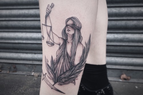 Lady Justice for a rad chick at @theocculttattoo.  I&rsquo;m so grateful to have had so many opp