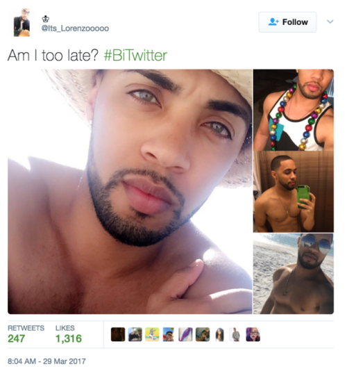 linaxtic: gaywrites: Hi there, #BiTwitter! You all look lovely. @highyellowbasterd