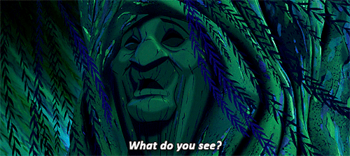 disneyrenaissancedaily:It’s saying something’s coming… strange clouds?