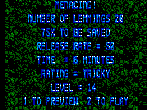 Lemmings Diary — Tricky Level 14 - MENACING!!
