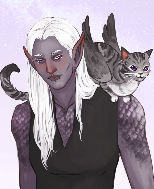 @elfprince‘s draconic bloodline drow sorcerer Firenzo and his tressym companion Mittens. 